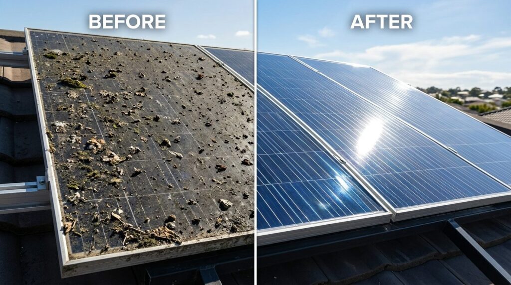 Before and after split-screen professional photograph at 16: